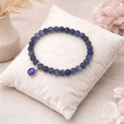 Srebrna bransoletka z ametystem i sodalitem