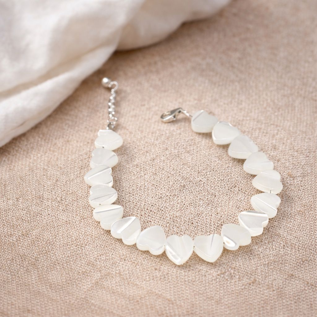 Bransoletka serca ze srebra z masy perłowej