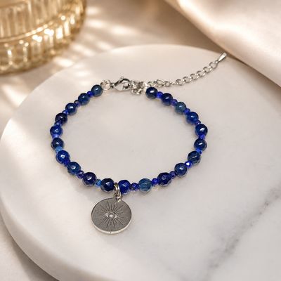 Bransoletka lapis lazuli i niebieski jadeit z przywieszką