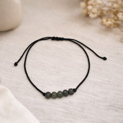 Bransoletka sznurkowa z szarym agatem