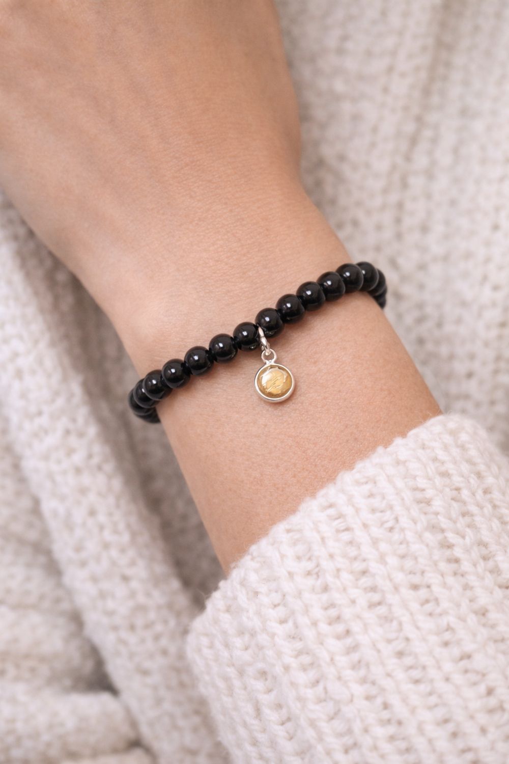 Bransoletka srebrna z onyksem i cytrynem