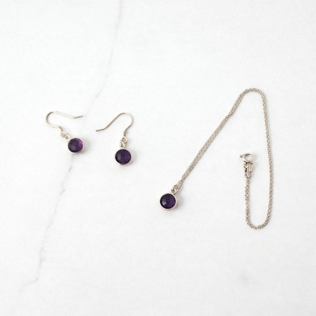 Zestaw srebrny ametyst
