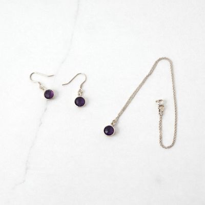 Zestaw srebrny ametyst