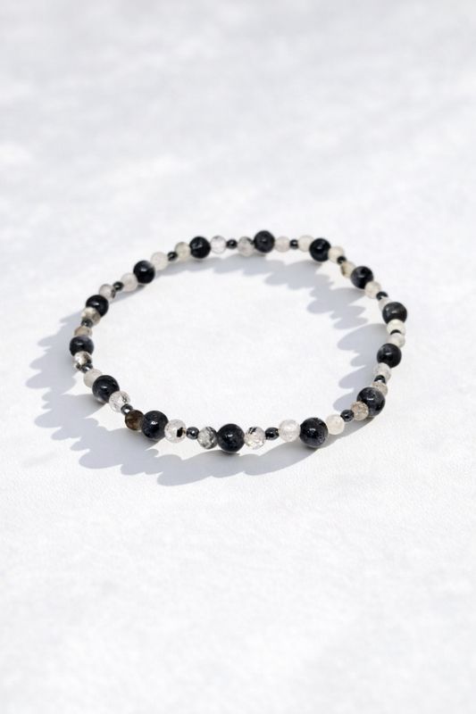 Bransoletka z labradorytem i hematytem