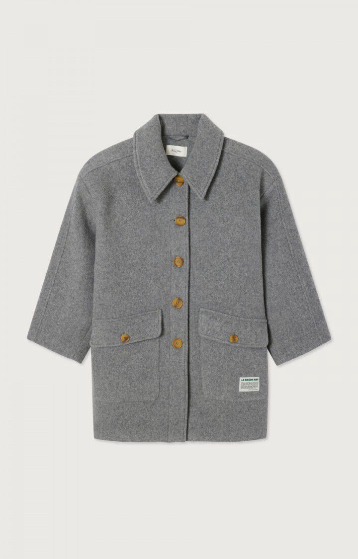 manteau American vintage mi-long laine gris oversize