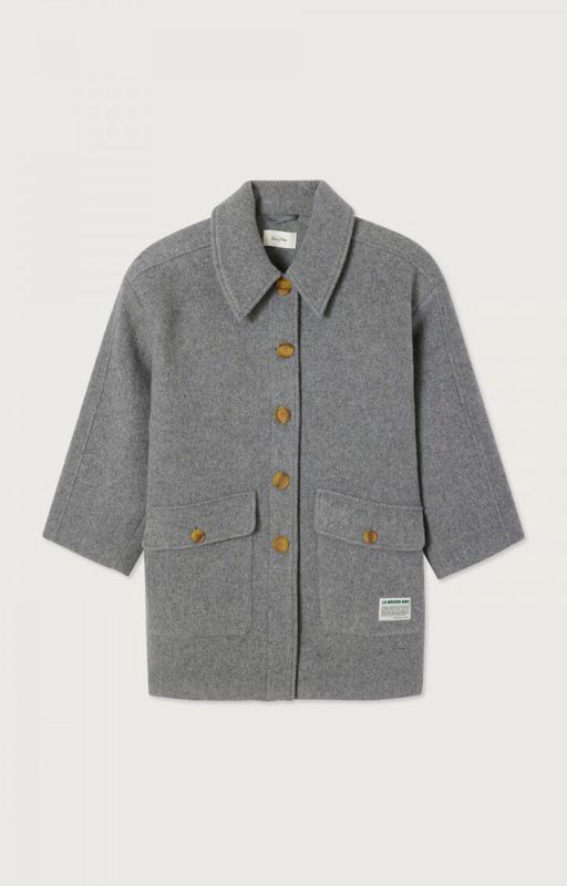 manteau American vintage mi-long laine gris oversize
