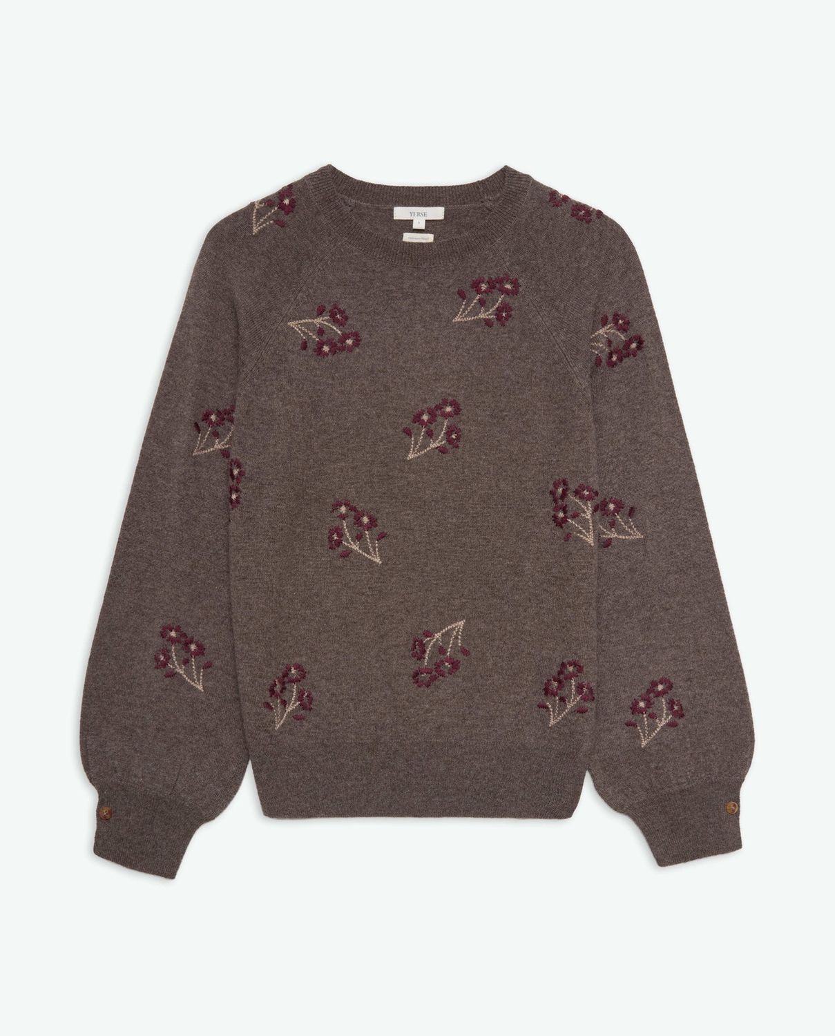 chandail Yerse fleurs broderie fondo piedra