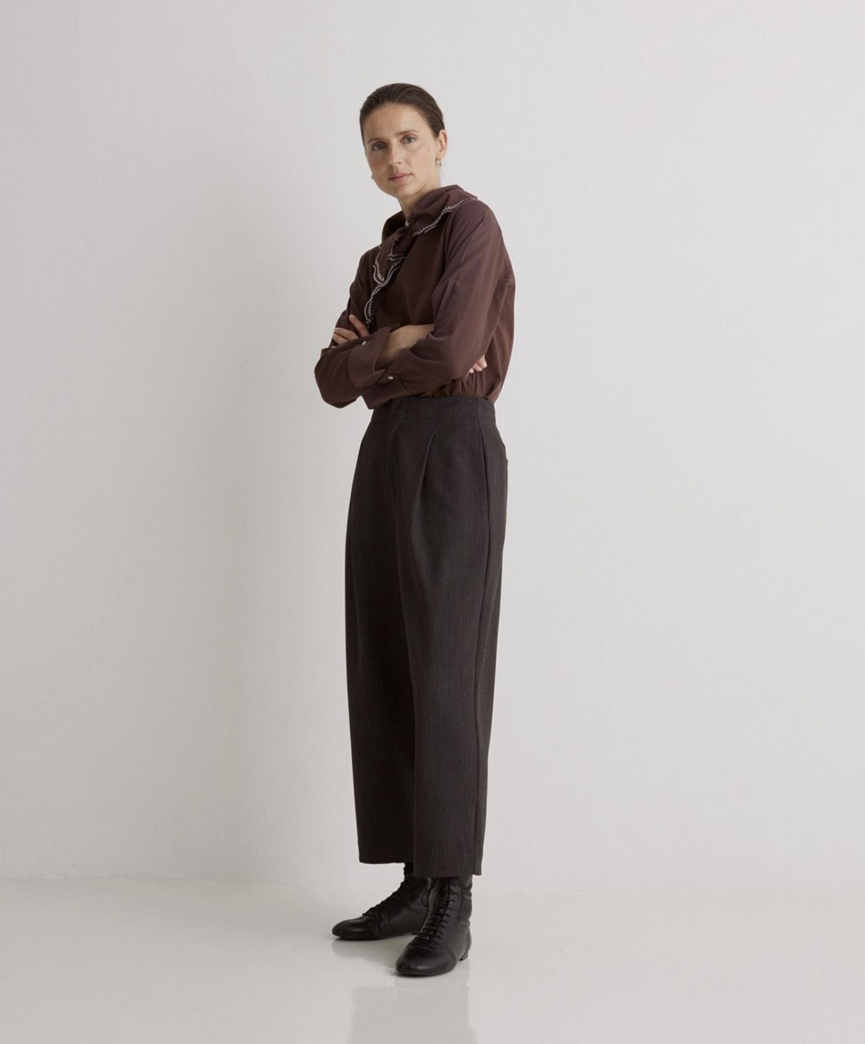 pantalon Yerse barrel leg ligné