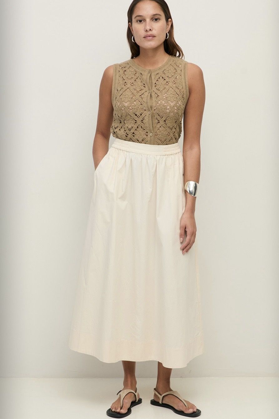 jupe Yerse poplin midi ecru