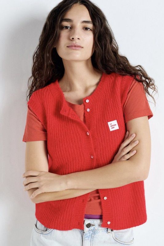 gilet east American vintage sans manche piment chiné