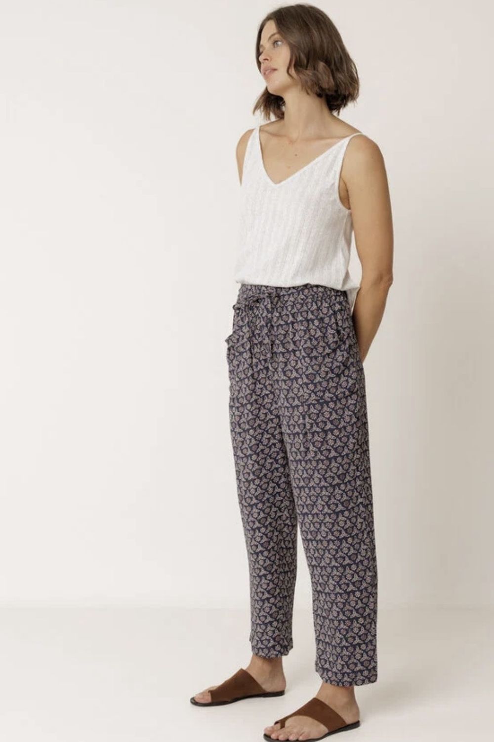 pantalon indi and cold block print marine