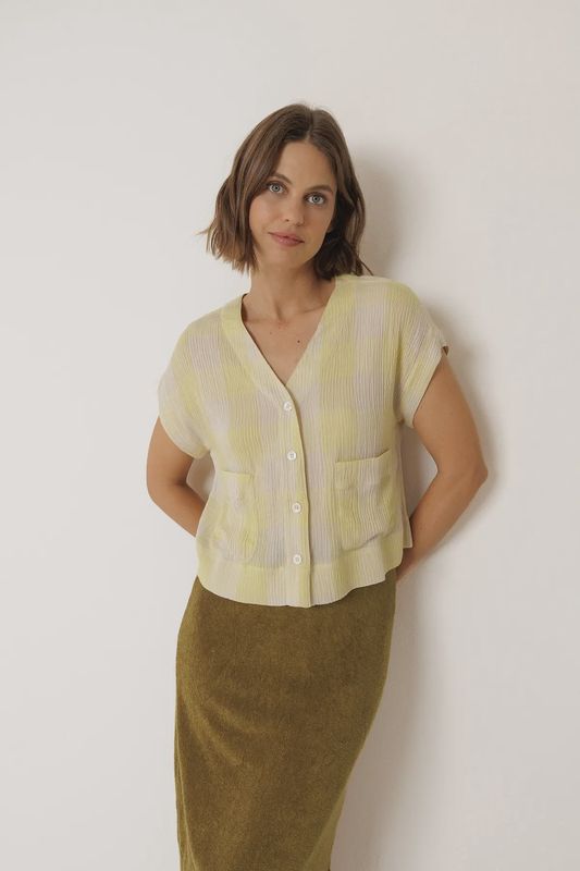 blouse indi and cold check wasabi