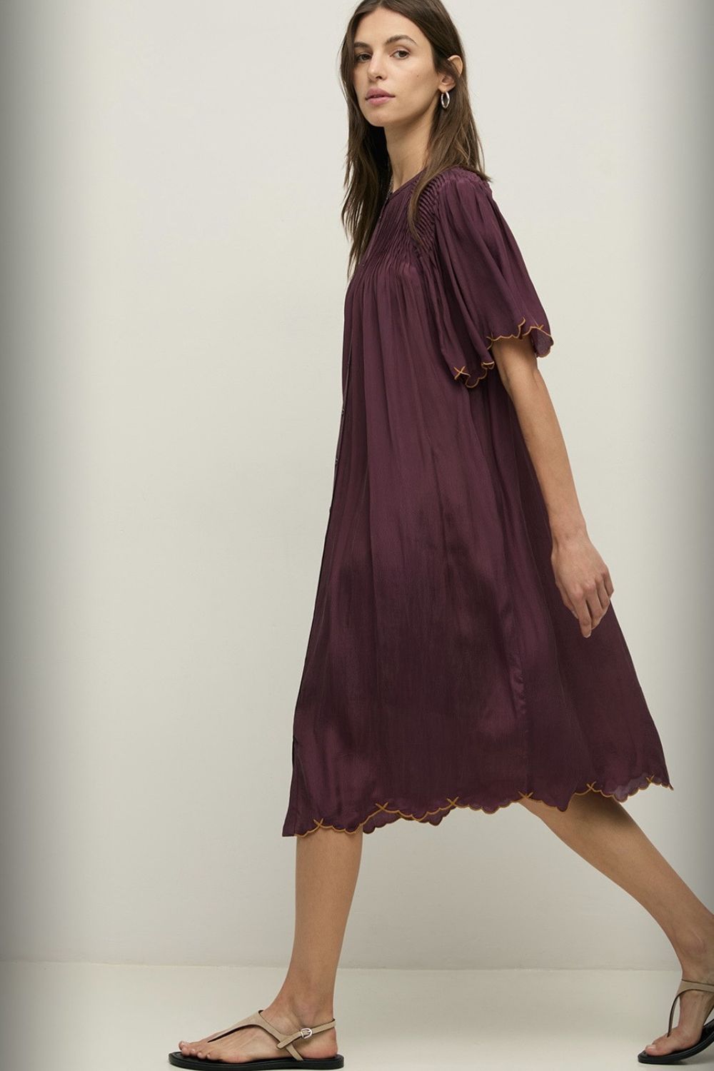 Robe Yerse mao aubergine