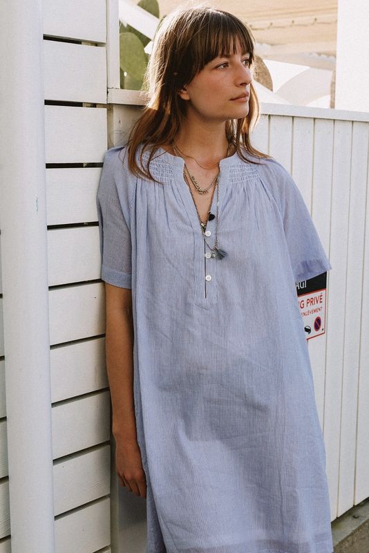 robe indi and cold cotton bleu