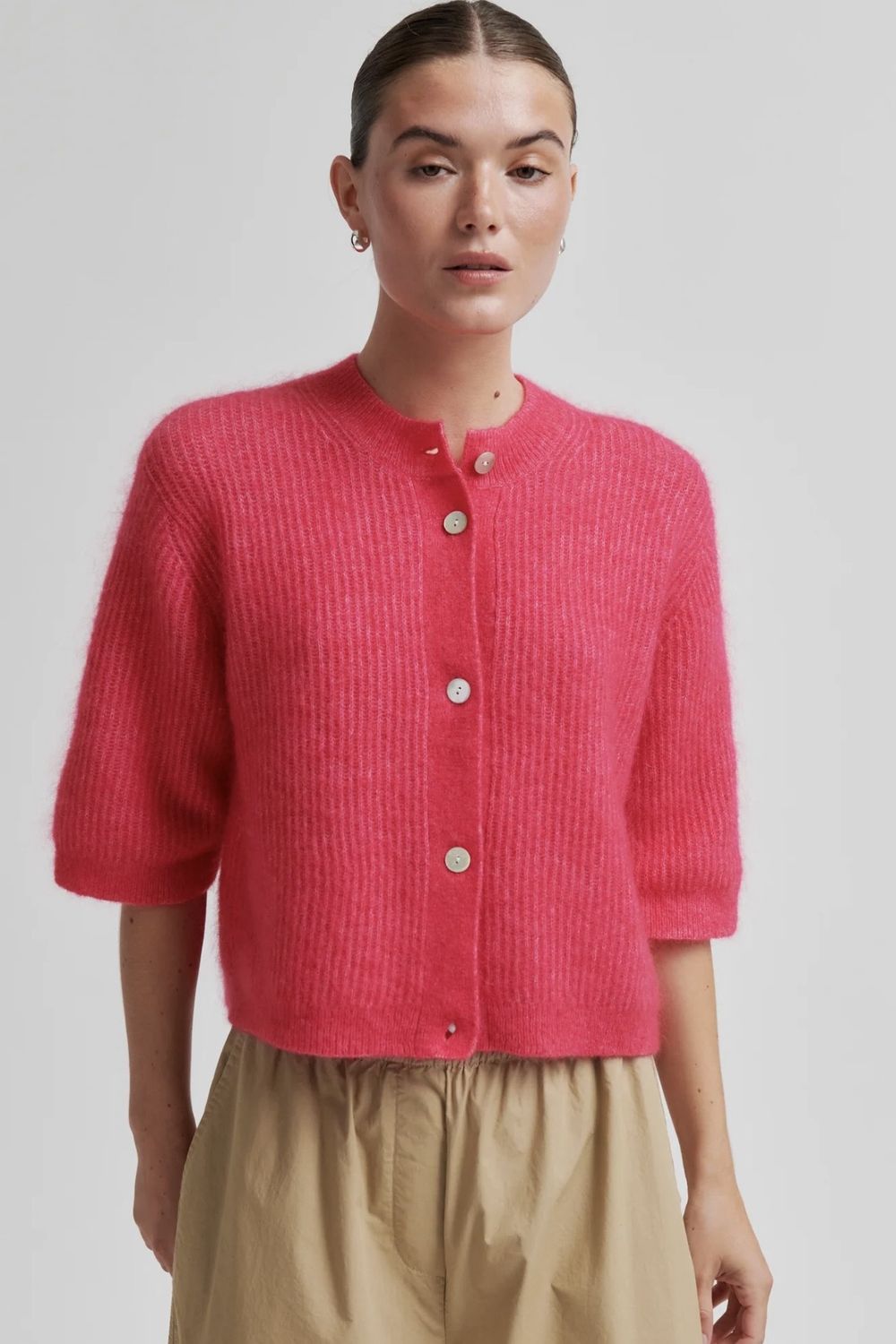 cardigan Second female Andrea sorbet raspberry
