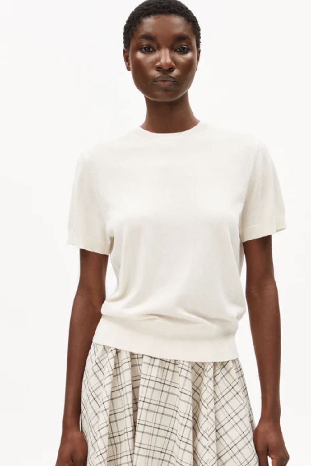 pull Armedangels manche courte oatmilk