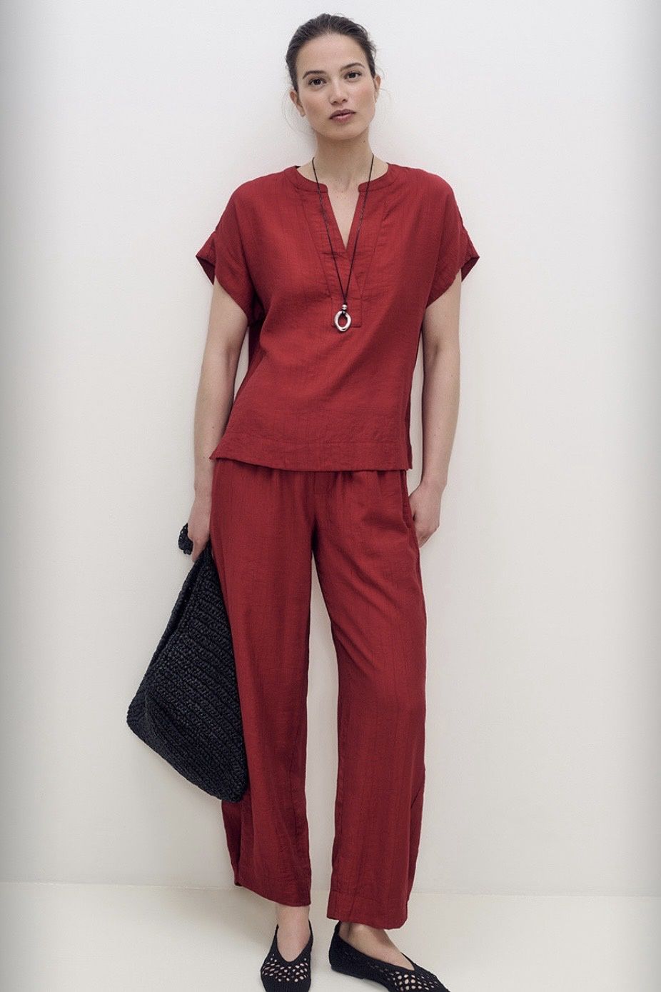 pantalon Yerse bambula rouge