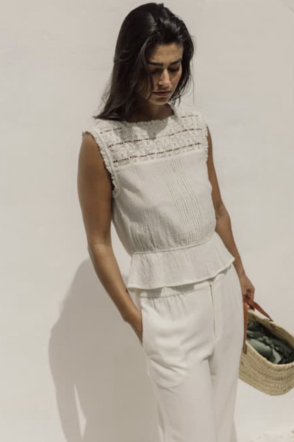 haut Indi and cold broderie cami crudo
