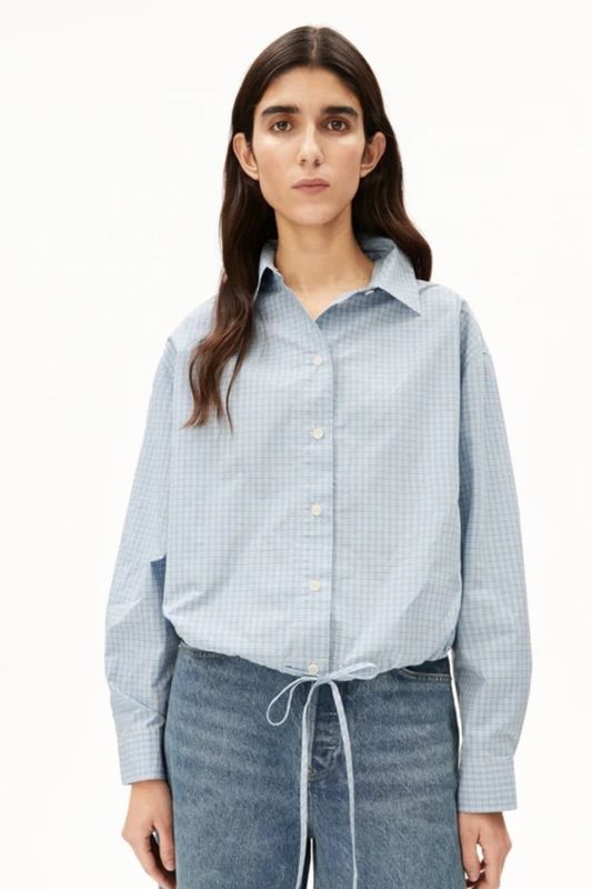 Blouse ARMEDANGELS MINI-CHECK DRAWSTRING