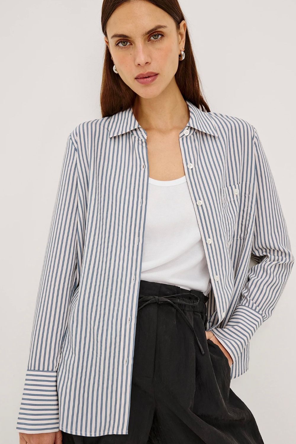 blouse Rails beck ivory steel blue stripe