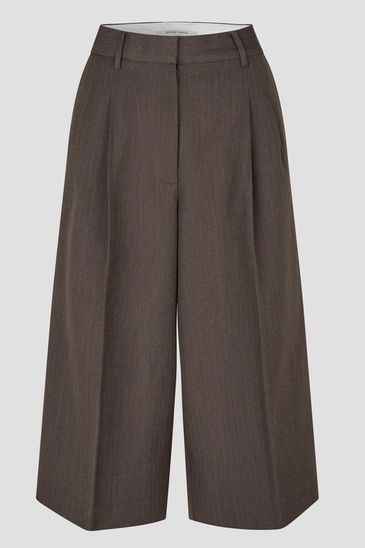 pantalon Second female Riese melange brun foncé