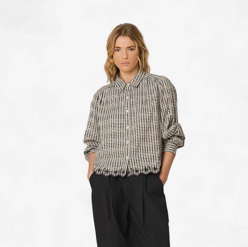 blouse indi and cold carreau check noir