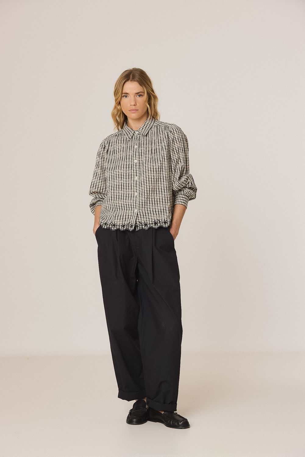 blouse indi and cold carreau check noir