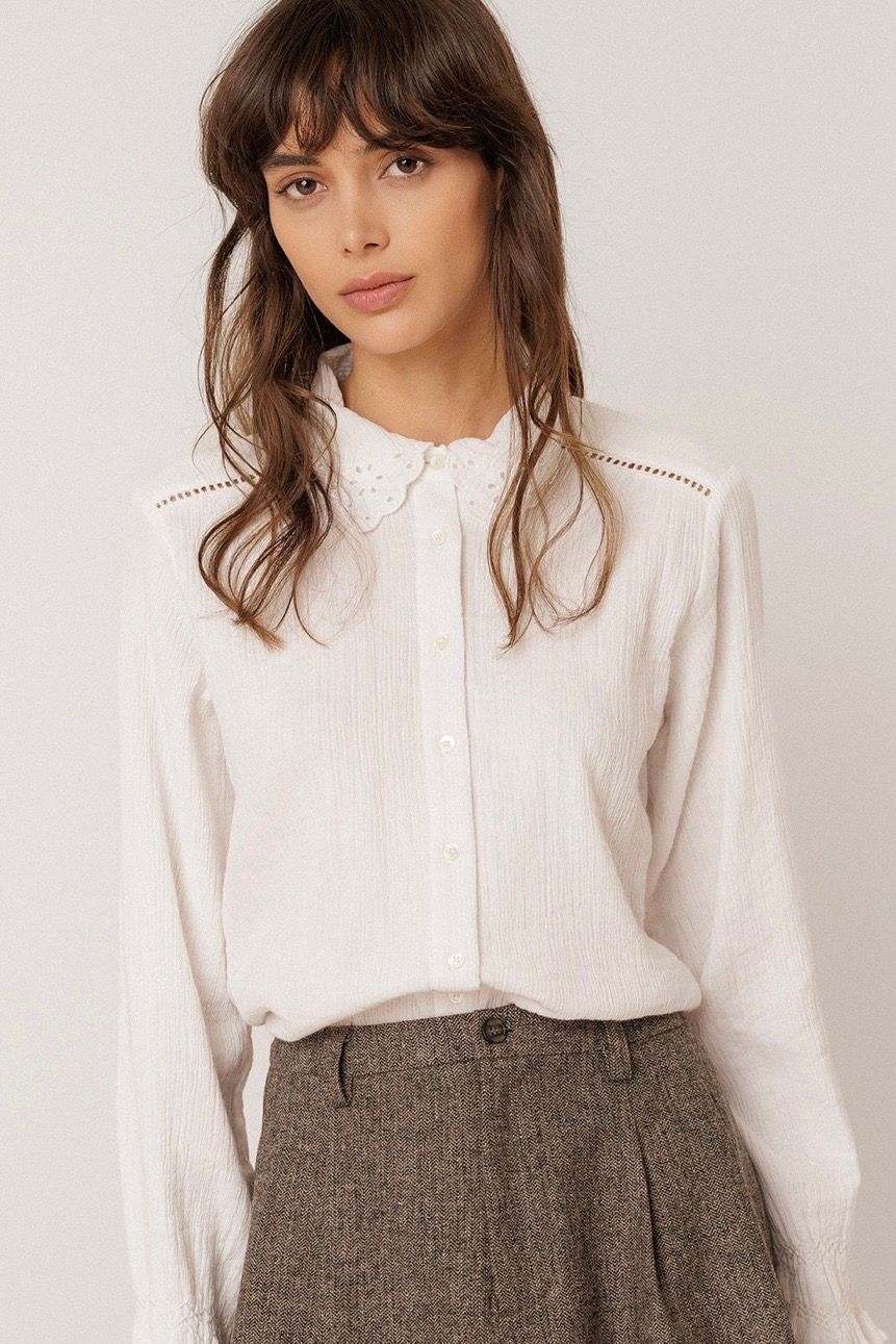 blouse indi and cold blanche collet dentelle