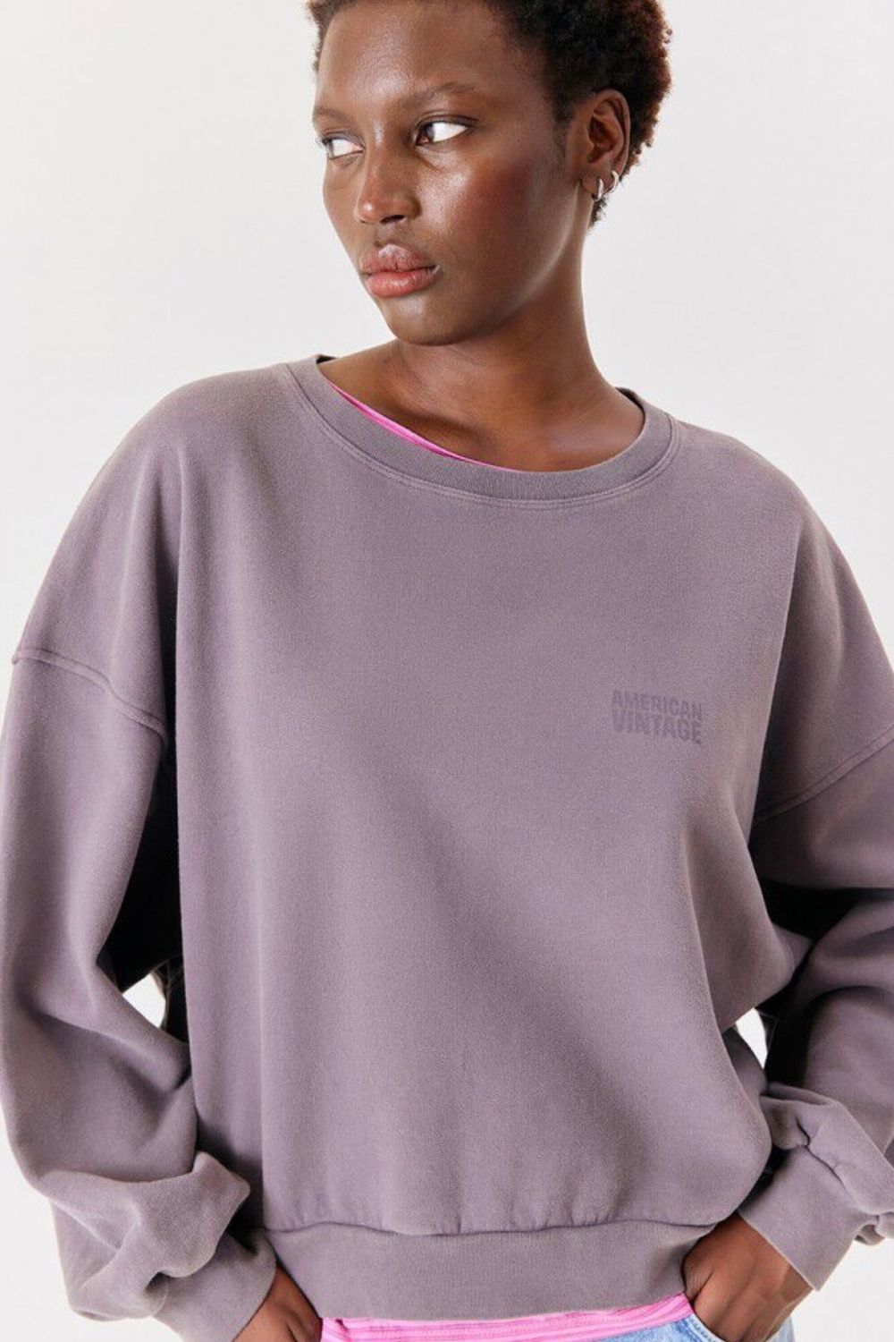 sweatshirt American vintage Jit col rond cendre vintage