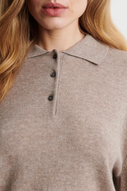 pull Second female longe collar mid brown melange