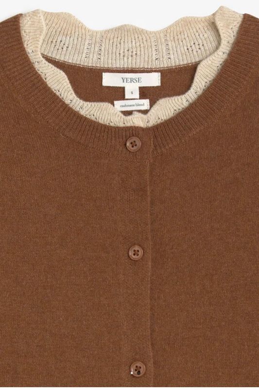 cardigan Yerse round neck camel