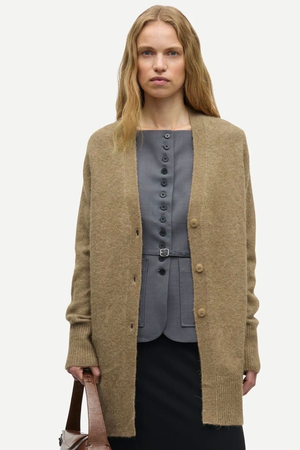 Cardigan Samsoe manor long lead-gray