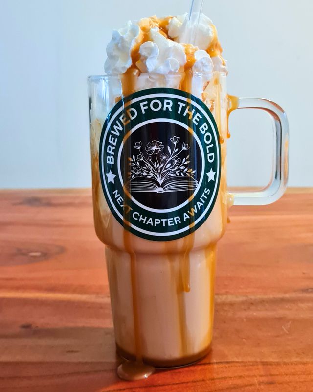 Tumbler "BREWED FOR THE BOLD" Glas Tumbler mit Strohhalm und Bambusdeckel