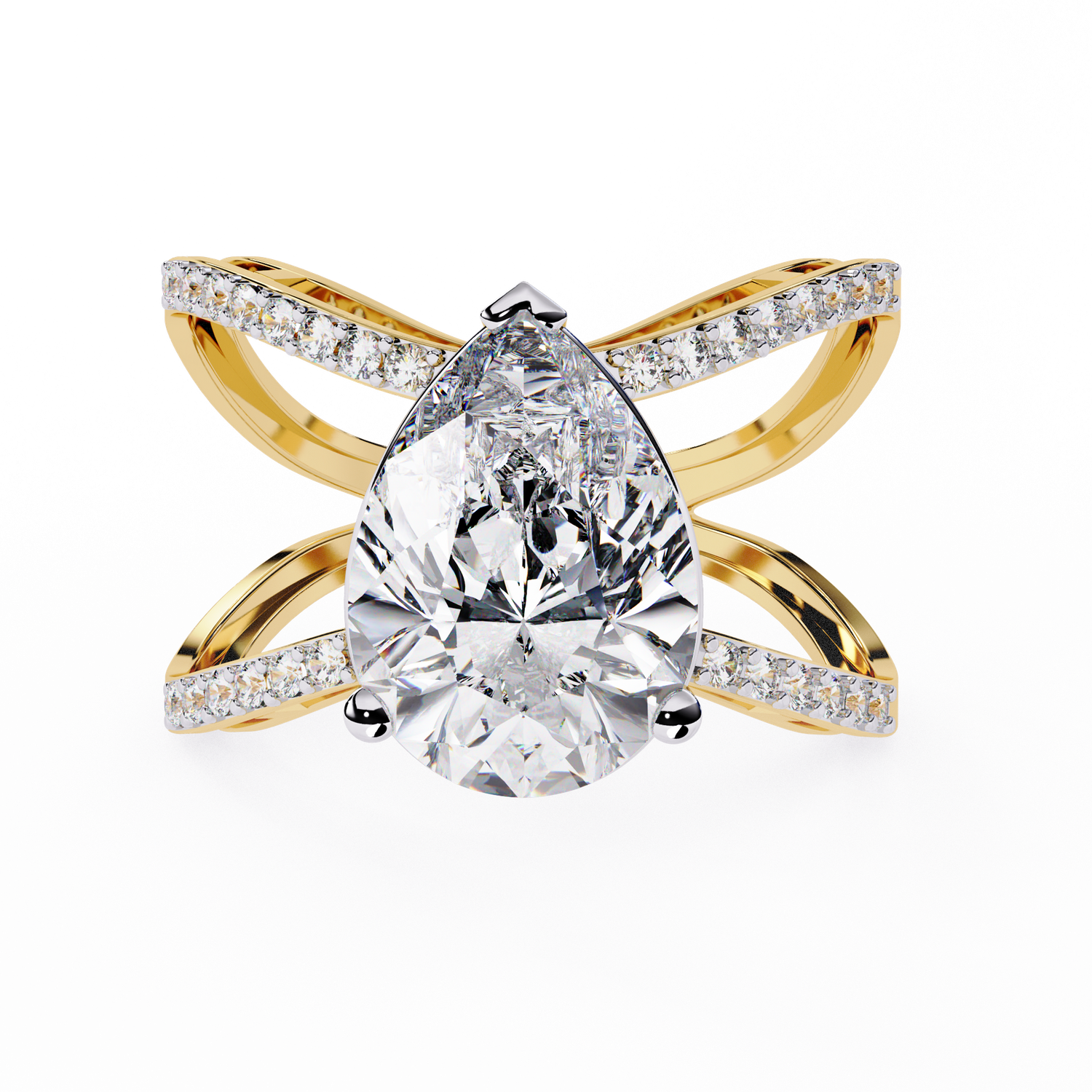 Starlight Elegance Pear Diamond Ring