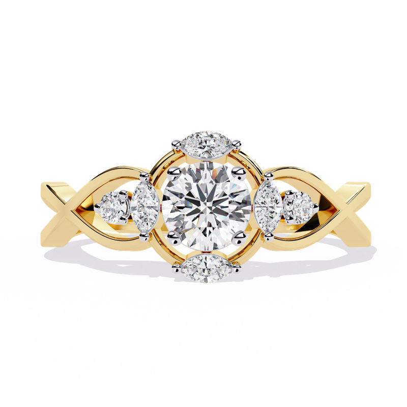 Marquise Bloom Round Diamond Ring