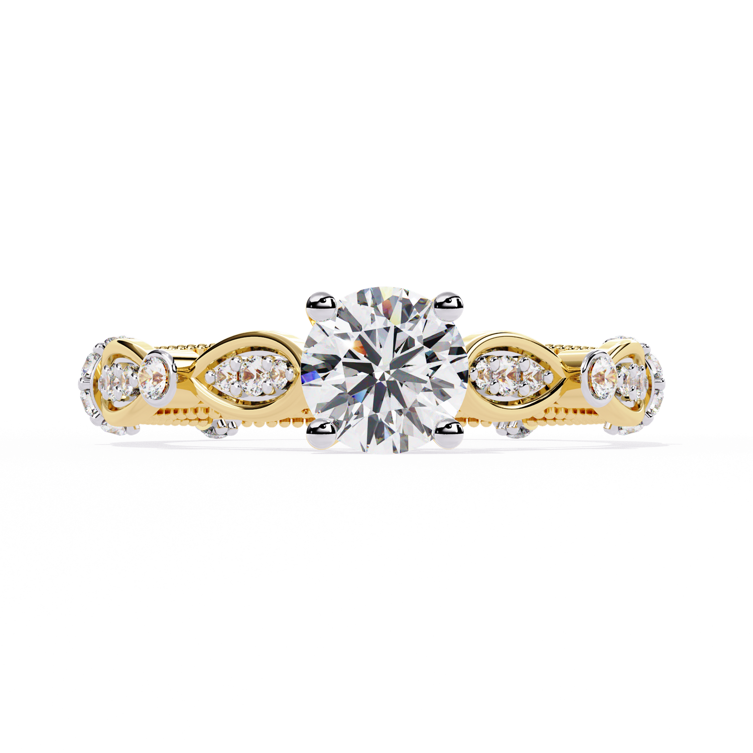 Vintage Bloom Round Diamond Ring