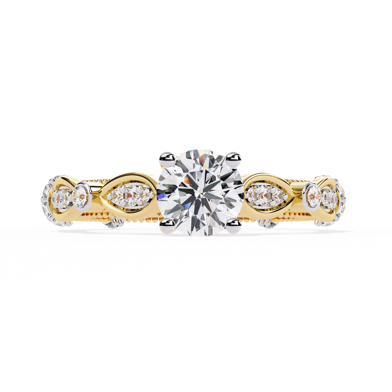 Vintage Bloom Round Diamond Ring