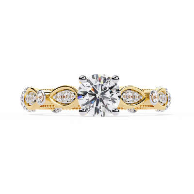 Vintage Bloom Round Diamond Ring