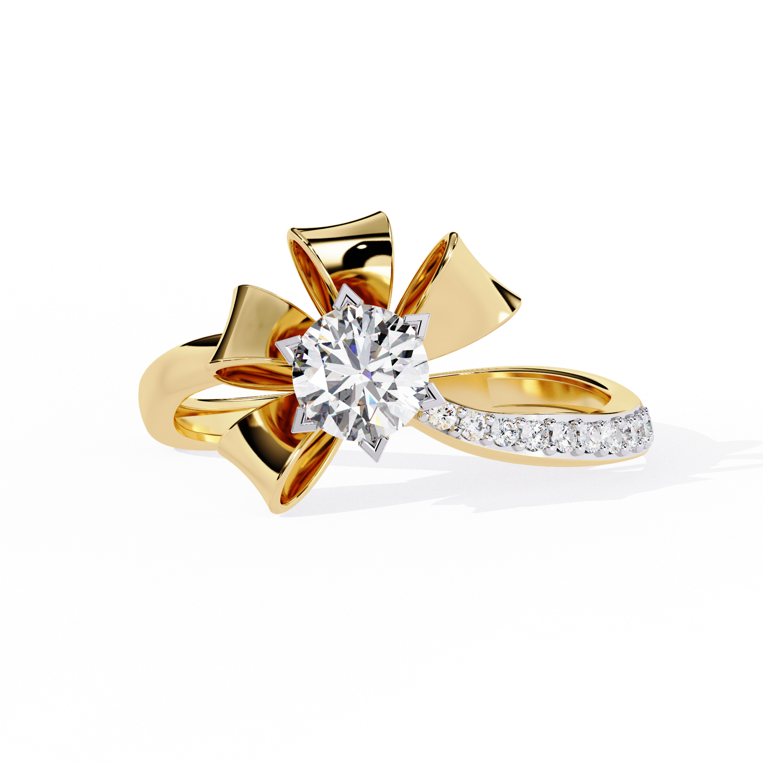 Floral Radiance Round Diamond Ring
