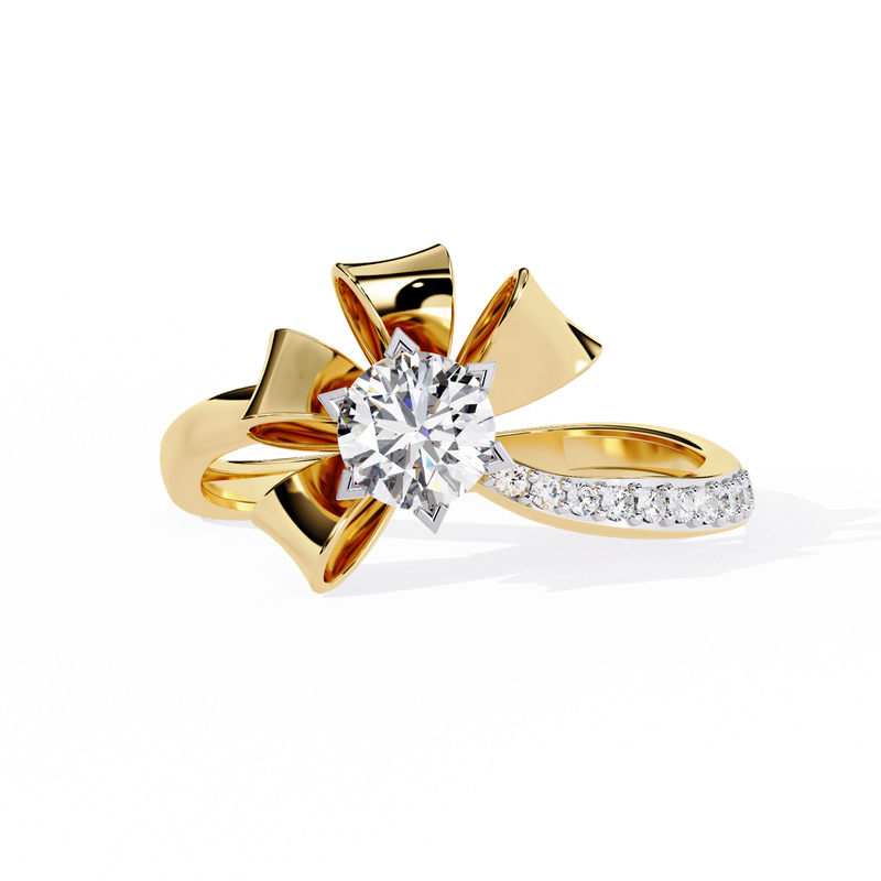 Floral Radiance Round Diamond Ring