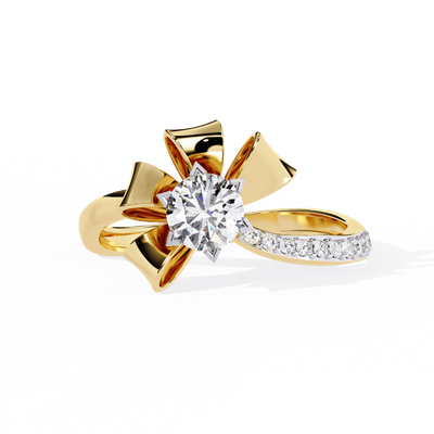 Floral Radiance Round Diamond Ring