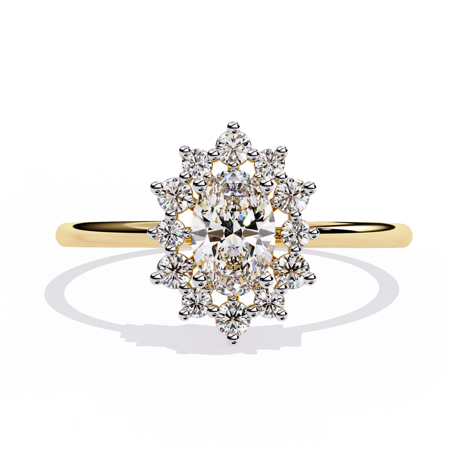 Sunlit Halo Oval Diamond Ring