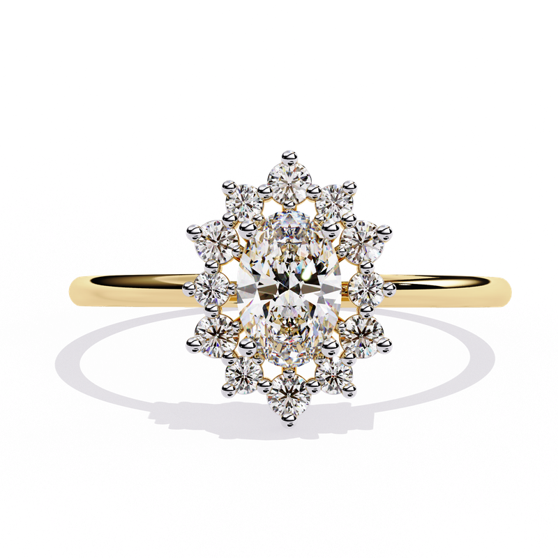 Sunlit Halo Oval Diamond Ring
