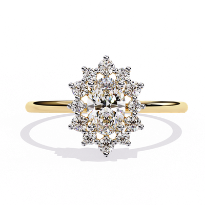 Sunlit Halo Oval Diamond Ring
