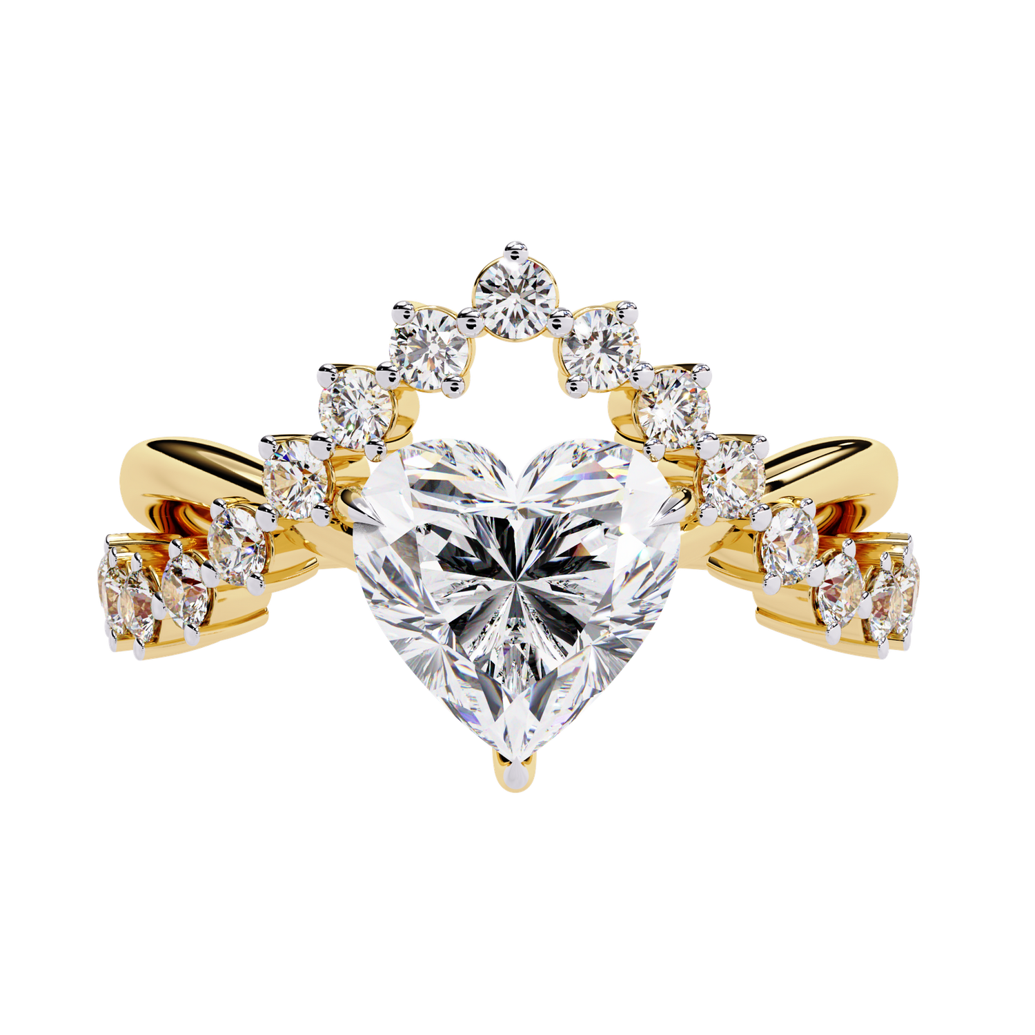 Crown Heart Diamond Ring