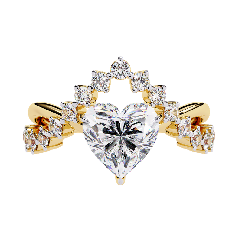 Crown Heart Diamond Ring