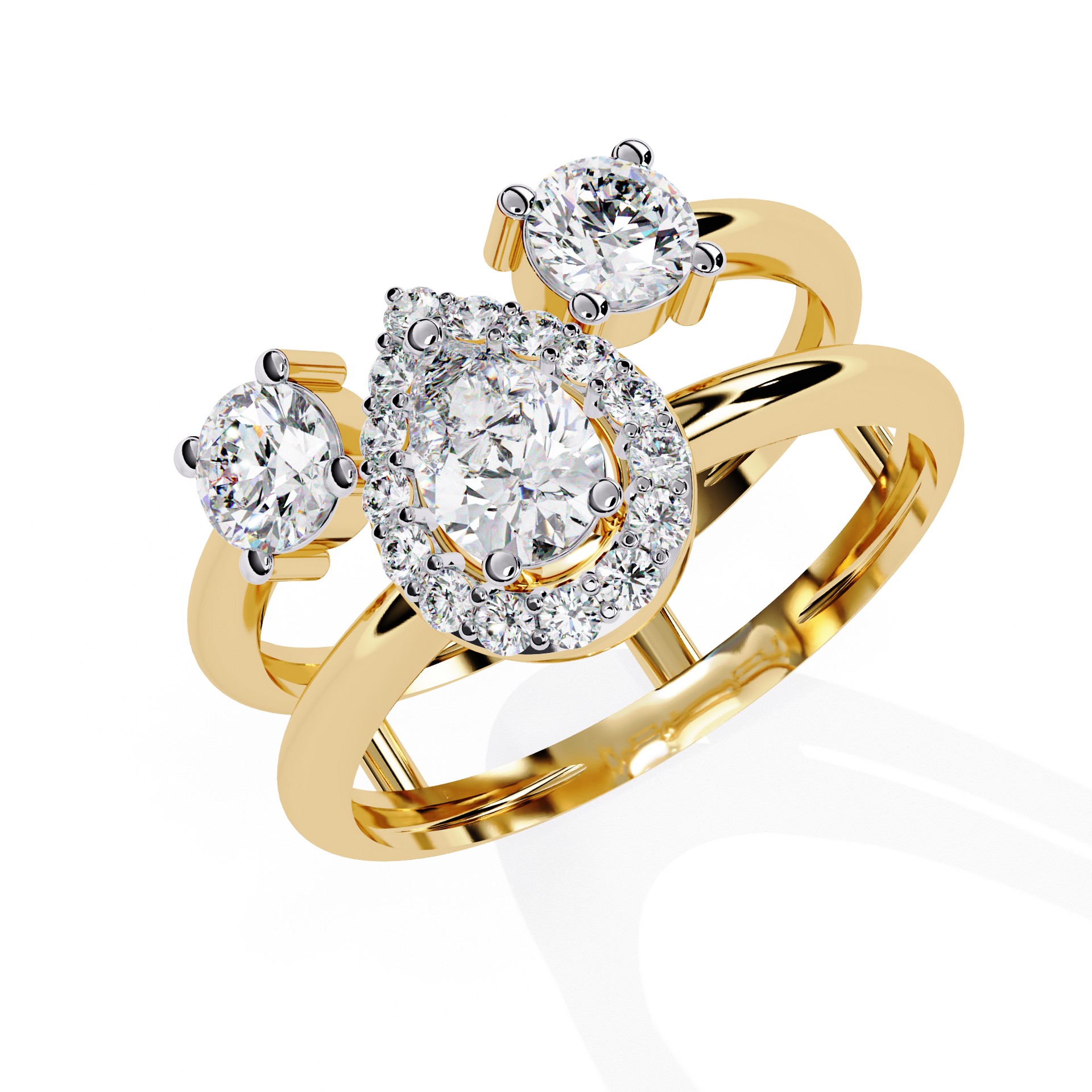 Triple Elegance Pear Diamond Ring