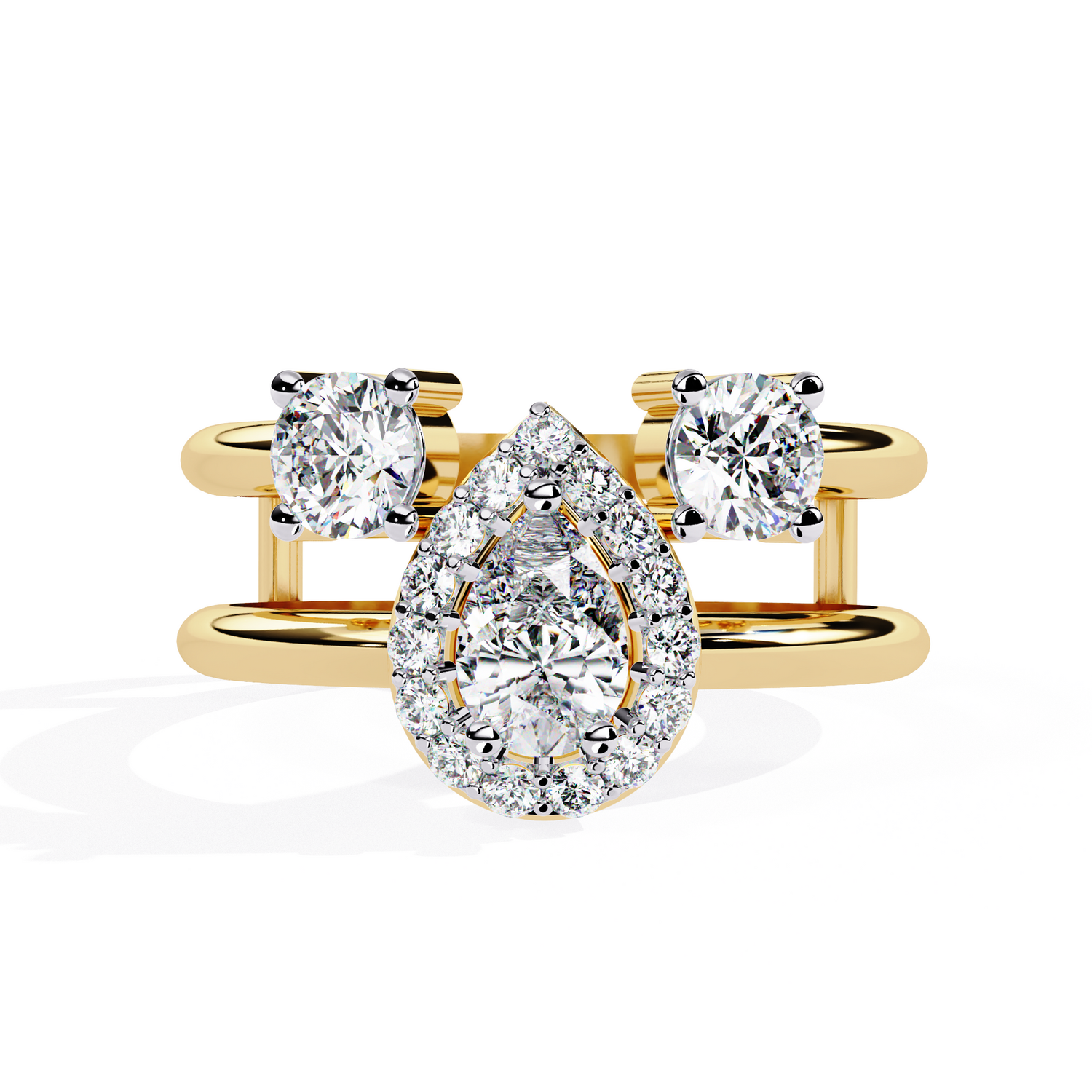 Triple Elegance Pear Diamond Ring