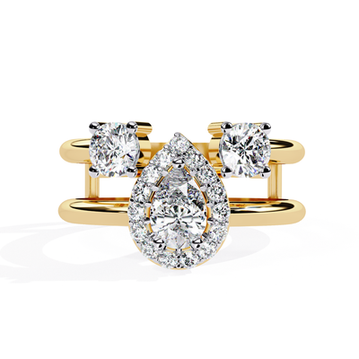 Triple Elegance Pear Diamond Ring