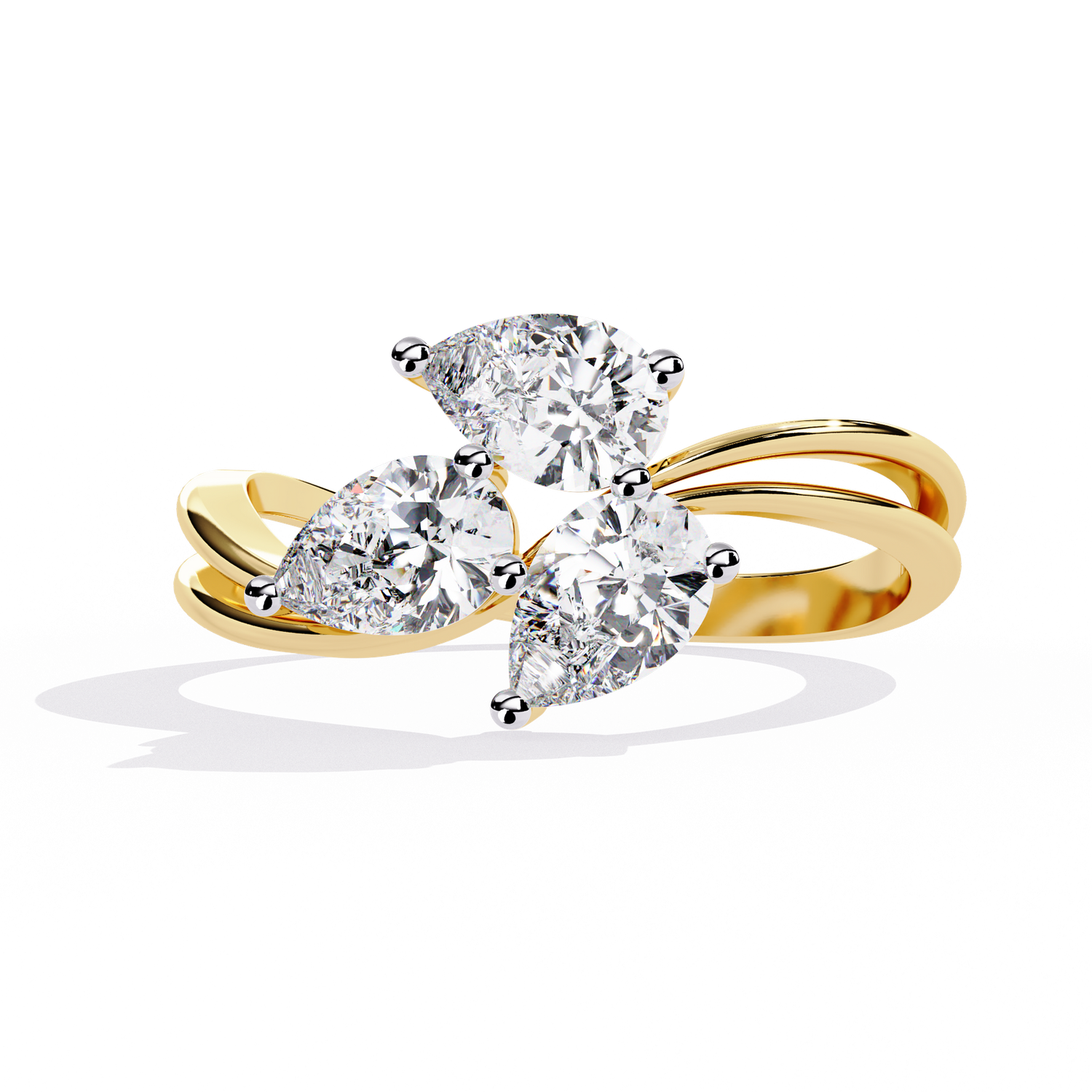 Triple Bloom Pear Diamond Ring